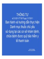 Bài giảng Thông tư số 31/2011/TT-BYT ngày 11/7/2011 - Ban hành và hướng dẫn thực hiện danh mục thuốc chủ yếu sử dụng tại các cơ sở khám bệnh, chữa bệnh được Quỹ Bảo hiểm y tế thanh toán
