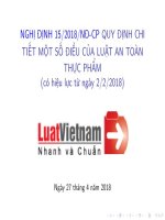 Nghị định 15/2018/NĐ-CP Quy định chi tiết một số điều của Luật An toàn thực phẩm