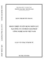 luận văn thạc sĩ hoàn thiện tuyển dụng nhân lực tại công ty cổ phần giải pháp công nghệ SAVIS việt nam 