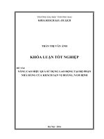 luận văn khách sạn du lich nâng cao hiệu quả sử dụng lao động tại bộ phận nhà hàng của khách sạn vị hoàng, nam định 