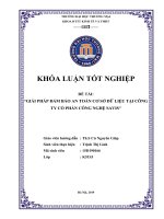 luận văn hệ thống thông tin kinh tế giải pháp đảm bảo an toàn cơ sở dữ liệu tại công ty cổ phần công nghệ SAVIS 