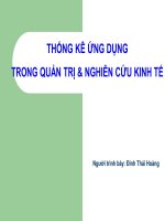 Bài giảng Thống kê ứng dụng trong quản trị & nghiên cứu kinh tế - Đinh Thái Hoàng