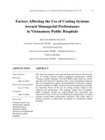Factors affecting the use of costing systems toward managerial performance in Vietnamese public hospitals