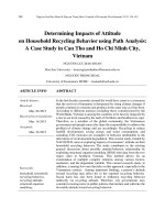 Determining impacts of attitude on household recycling behavior using path analysis: A case study in Can Tho and Ho Chi Minh city, Vietnam