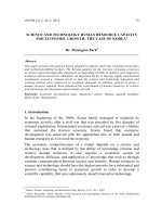 Science and technology human resource capacity for economic growth: The case of Korea