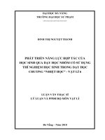 Phát triển năng lực hợp tác của học sinh qua dạy học nhóm có sử dụng thí nghiệm học sinh trong dạy học chương “nhiệt học”   vật lí 6 
