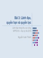 Bài giảng Lãnh đạo trong khu vực công - Bài 3: Lãnh đạo quyền hạn và quyền lực