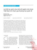 Lợi thế so sánh của một số ngành mũi nhọn Việt Nam khi tham gia thương mại quốc tế