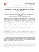 Factors affecting work motivation of civil servants in Thua Thien Hue provincial people