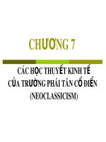 Bài giảng Lịch sử các học thuyết kinh tế - Chương 7: Các học thuyết kinh tế của trường phái tân cổ điển (Neoclassicism)