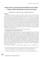 Empowerment of women through self help groups (SHGs): A study of SHG microfinance project in Sri Lanka