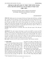 Mối quan hệ giữa đầu tư trực tiếp nước ngoài, tăng trưởng kinh tế và xuất khẩu ở Việt Nam (1980-2013)