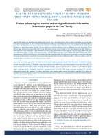Các yếu tố ảnh hưởng đến ý định và hành vi tìm kiếm trực tuyến thông tin du lịch của người dân thành phố Cần Thơ