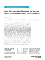 Hoàn thiện pháp luật về kiểm soát vốn Nhà nước đầu tư vào các doanh nghiệp ở Việt Nam hiện nay