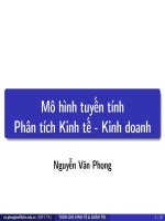 Bài giảng Toán kinh tế: Mô hình tuyến tính phân tích kinh tế - Kinh doanh - ThS. Ngô Văn Phong