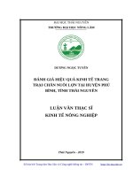 Đánh giá hiệu quả kinh tế trang trại chăn nuôi lợn tại huyện phú bình, tỉnh thái nguyên 