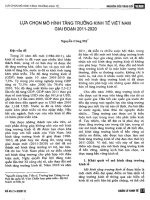 Lựa chọn mô hình tăng trưởng kinh tế Việt Nam giai đoạn 2011-2020