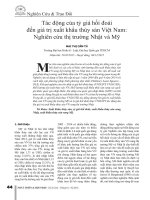 Tác động của tỷ giá hối đoái đến giá trị xuất khẩu thủy sản Việt Nam: Nghiên cứu thị trường Nhật và Mỹ