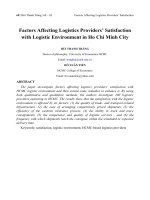 Factors affecting logistics providers’ satisfaction with logistic environment in Ho Chi Minh city