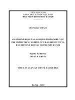 An sinh xã hội của lao động trong khu vực phi chính thức nghiên cứu bảo hiểm y tế và bảo hiểm xã hội tại thành phố hà nội tt 