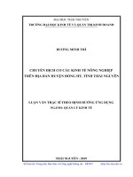 Chuyển dịch cơ cấu kinh tế nông nghiệp trên địa bàn huyện đồng hỷ, tỉnh thái nguyên 