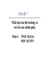 Bài giảng Chủ đề 7: Thất bại của thị trường và vai trò của chính phủ (Phần 1 - Tình trạng độc quyền)