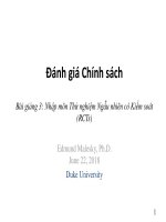 Bài giảng Đánh giá chính sách - Bài 3: Nhập môn Thử nghiệm ngẫu nhiên có kiểm soát (RCTs)