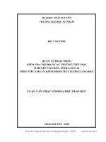 Quản lý hoạt động kiểm tra nội bộ ở các trường tiểu học ở huyện văn bàn, tỉnh lào cai theo tiêu chuẩn kiểm định chất lượng giáo dục 