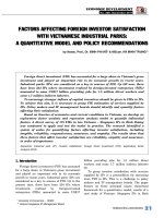 Factors affecting foreign investor satisfaction with Vietnamese industrial parks: A quantitative model and policy recommendations