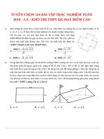 Tuyển tập chọn 114 bài tập trắc nghiệm toán hay lạ khó thi THPT QG đạt điểm cao  file word có lời giải chi tiết