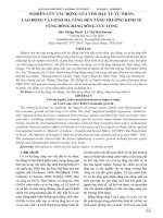 Nghiên cứu tác động của vốn đầu tư tư nhân, lao động và cơ sở hạ tầng đến tăng trưởng kinh tế vùng Đồng bằng sông Cửu Long