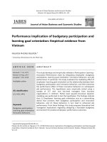 Performance implication of budgetary participation and learning goal orientation: Empirical evidence from Vietnam