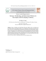 Nghiên cứu so sánh chính sách khoa học, công nghệ và đổi mới của các nước phát triển và đang phát triển