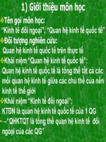 Bài giảng Quan hệ kinh tế quốc tế - Chương 0: Giới thiệu môn học