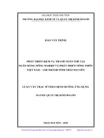 Phát triển dịch vụ thanh toán trẻ tại Ngân hàng Nông nghiệp và Phát triển nông thôn Việt Nam  chi nhánh tỉnh Thái Nguyên (Luận văn thạc sĩ)