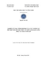 luận văn thạc sĩ nghiên cứu đặc tính sinh học của các vi sinh vật phù hợp cho lên men thức ăn thô xanh dạng lỏng phục vụ chăn nuôi lợn 