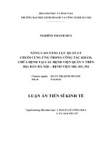 Giải pháp nâng cao năng lực quản lý chuỗi cung ứng trong công tác khám, chữa bệnh tại các bệnh viện Quân y trên địa bàn Hà Nội – Bệnh viện 108, 103, 354