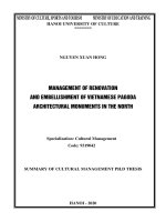 Quản lý hoạt động tu bổ, tôn tạo di tích kiến trúc chùa việt ở bắc bộ tt tiếng anh 