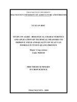 Nghiên cứu đặc điểm nông sinh học và áp dụng một số biện pháp kỹ thuật nâng cao năng suất chất lượng bưởi xuân vân, tỉnh tuyên quang tt tiếng anh 