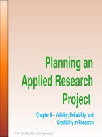 Lecture Planning an applied research project in hospitality, tourism, and sports: Chapter 9 - Mayo