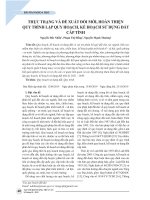 Thực trạng và đề xuất đổi mới, hoàn thiện quy trình lập quy hoạch, kế hoạch sử dụng đất cấp tỉnh