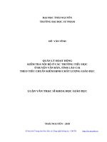 Quản lý hoạt động kiểm tra nội bộ ở các trường tiểu học ở huyện văn bàn, tỉnh lào cai theo tiêu chuẩn kiểm định chất lượng giáo dục 