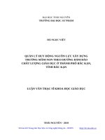 Quản lý huy động nguồn lực xây dựng trường mầm non theo hướng đảm bảo chất lượng giáo dục ở thành phố bắc kạn, tỉnh bắc kạn 