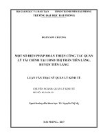 Luận văn Một số biện pháp hoàn thiện công tác quản lý tài chính