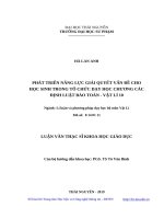 Phát triển năng lực giải quyết vấn đề cho học sinh trong tổ chức dạy học chương các định luật bảo toàn   vật lí 10 