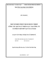 Luận văn Một số biện pháp nhằm hoàn thiện công tác quản lý nhân lực tại Công ty Cổ phần xếp dỡ vận tài An Hải