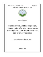 Nghiên cứu đặc điểm thực vật, thành phần hóa học và tác dụng tăng lực của cây Đinh lăng răng thu hái tại Thái Bình
