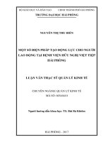 Luận văn thạc sĩ Biện pháp tạo động lực cho người lao động tại bệnh viện hữu nghị việt tiệp
