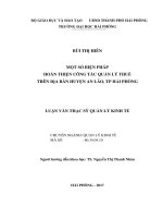 Luận văn Mộ số biện pháp hoàn thiện công tác quản lý thuế