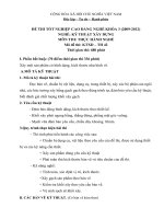 Đề thi tốt nghiệp cao đẳng nghề khóa 3 (2009-2012) - Nghề: Kỹ thuật xây dựng - Môn thi: Thực hành nghề - Mã đề thi: KTXD-TH42